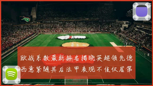 欧战系数最新排名揭晓英超领先德西意紧随其后法甲表现不佳仅居第八